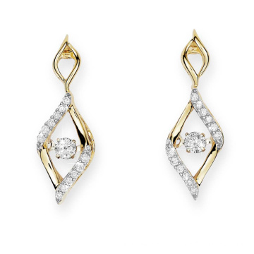 Gold Plate 925 brincos de prata Stud Dancing Diamond Jewelry